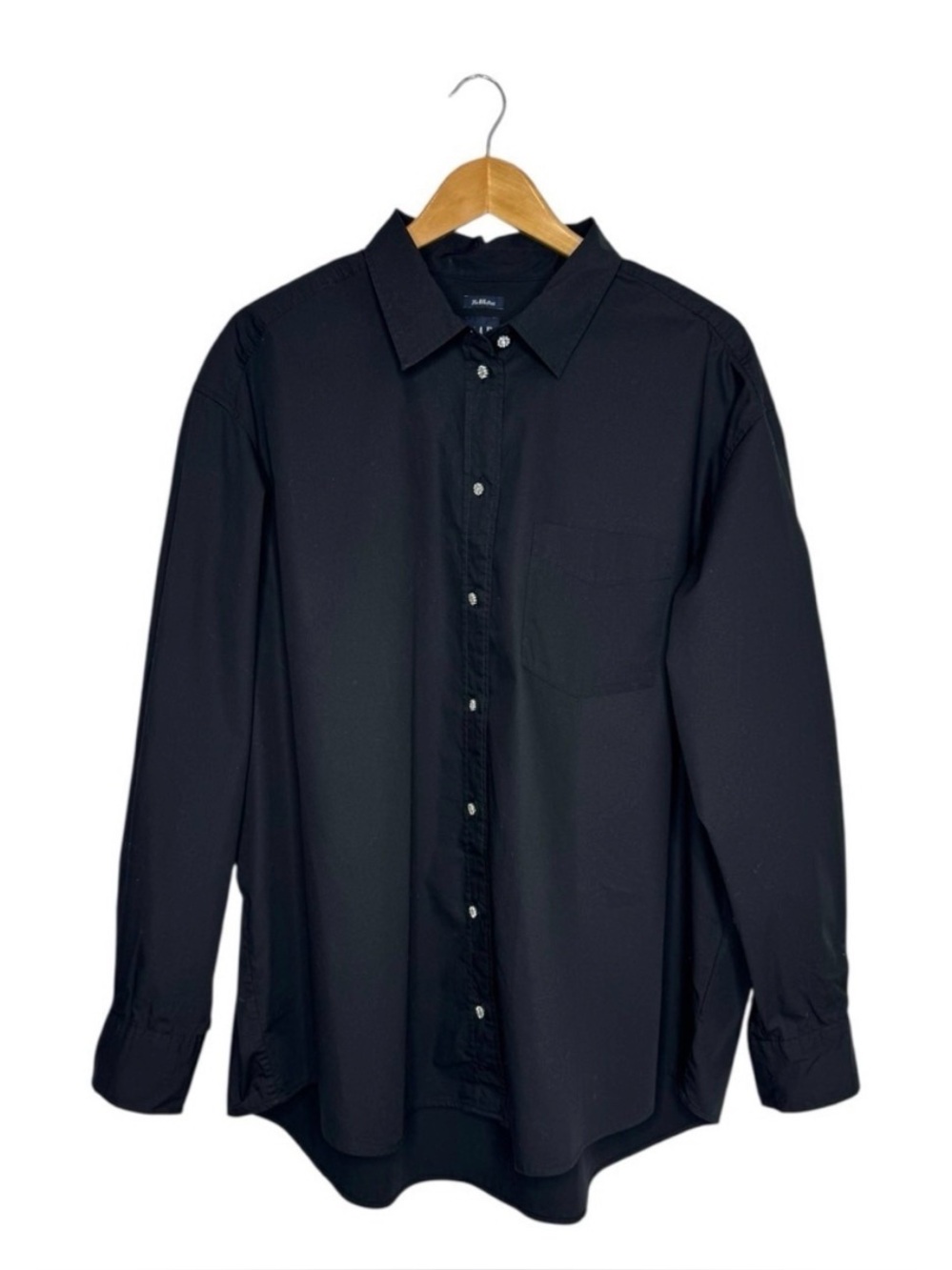 GAP Organic Classic Oversized Big Poplin Button Down Shirt Embellished Black XL